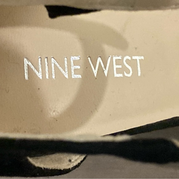 NINE WEST HOWLEY BLACK SUEDE SIZE 7 BNIB ANKLE STRAP STUNNING EVENING PUMP HEEL - Picture 11 of 13
